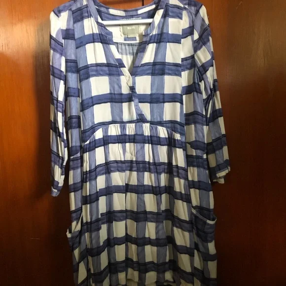 Anthropologie Maeve blue gingham dress